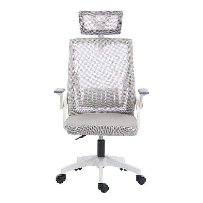 Καρέκλα γραφείου Plymot λευκή - mesh γκρι 48x58x112-122εκ