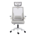 Καρέκλα γραφείου Plymot λευκή - mesh γκρι 48x58x112-122εκ