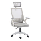 Καρέκλα γραφείου Plymot λευκή - mesh γκρι 48x58x112-122εκ