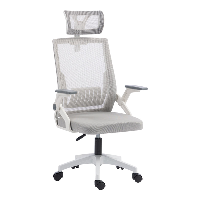 Καρέκλα γραφείου Plymot λευκή - mesh γκρι 48x58x112-122εκ