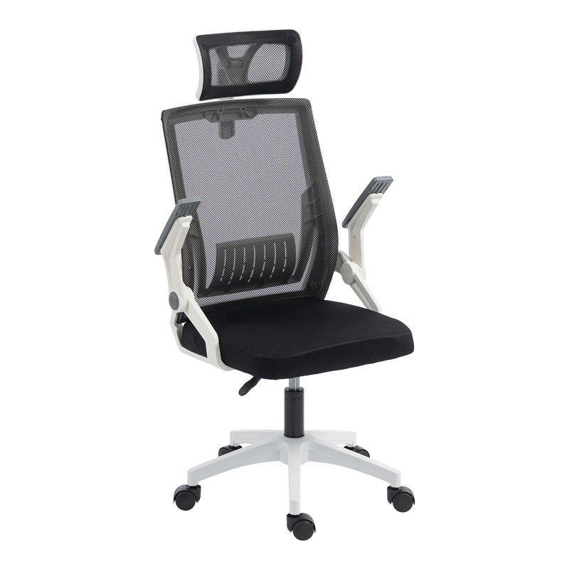 Καρέκλα γραφείου Plymot λευκή - mesh μαύρο 48x58x112-122εκ