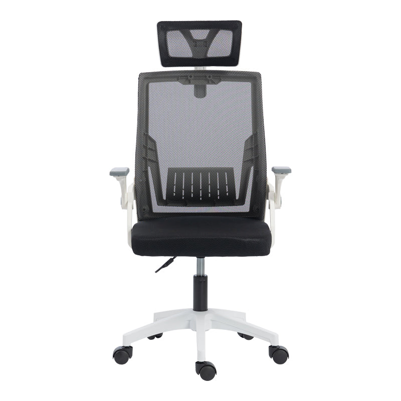 Καρέκλα γραφείου Plymot λευκή - mesh μαύρο 48x58x112-122εκ
