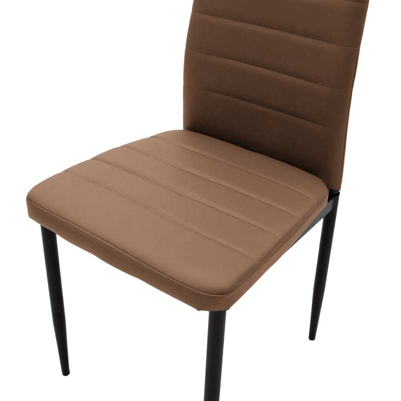 Καρέκλα Parker cappuccino PU με μεταλλικό μαύρο πόδι 41x48x96εκ