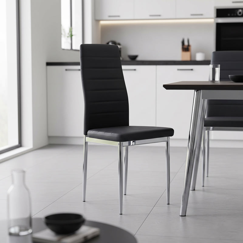 Καρέκλα Parker μαύρο PU με πόδι χρωμίου 41x48x96εκ