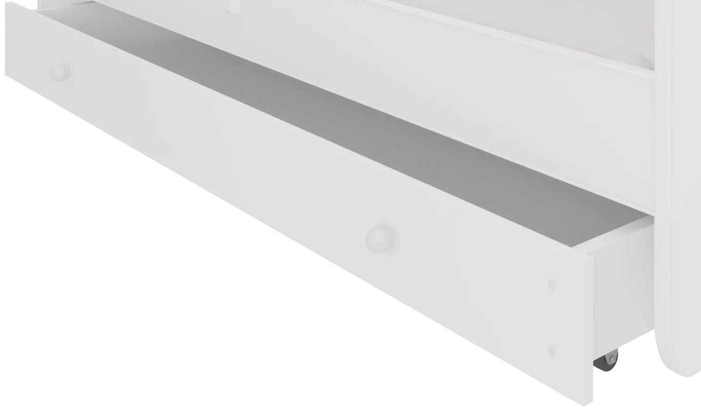 Παιδικό Κρεβάτι Leomari-Λευκό - Καφέ-160 x 80-Με προστατευτικό