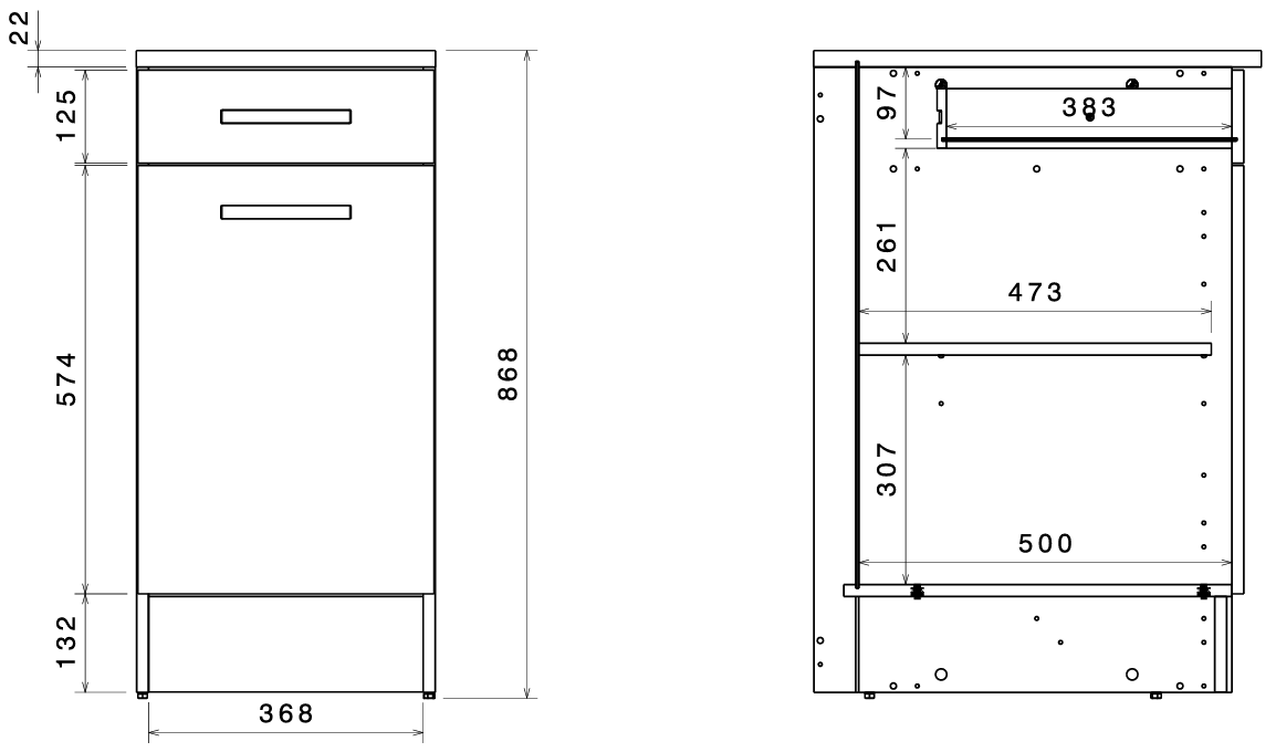 Επιδαπέδιο ντουλάπι Jeden 40 2D-Φυσικό