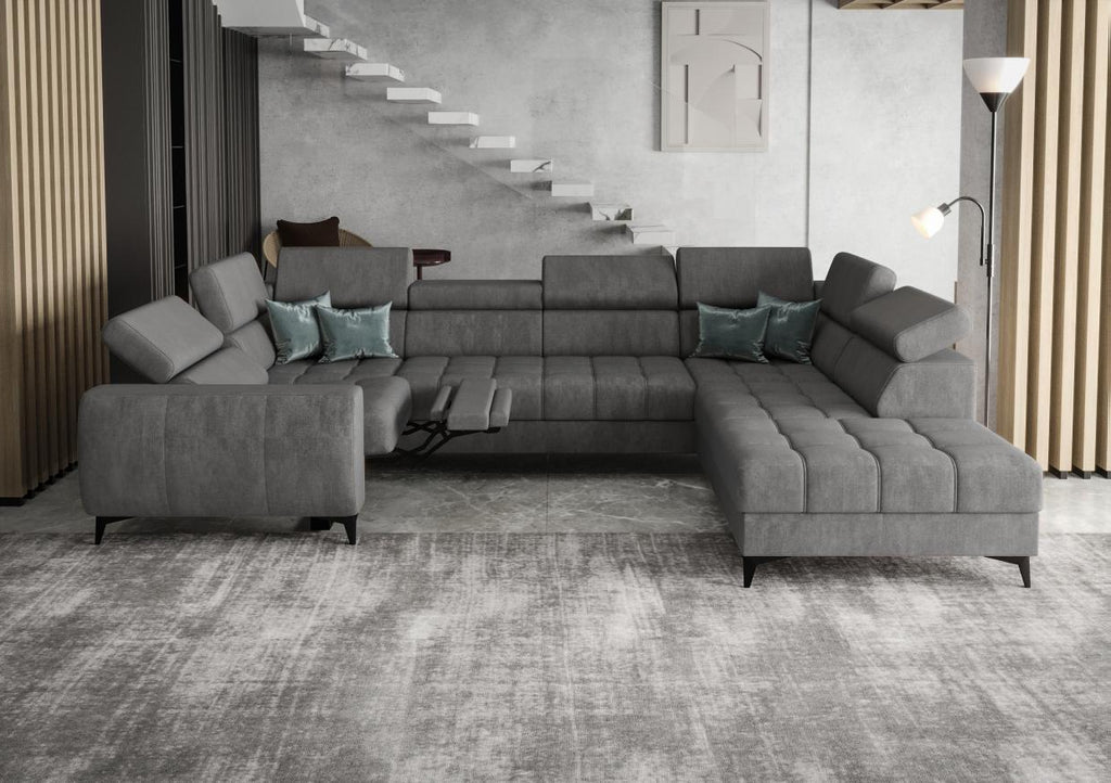 Γωνιακός καναπές Calyra Max I Relax-Ανθρακί-Δεξιά