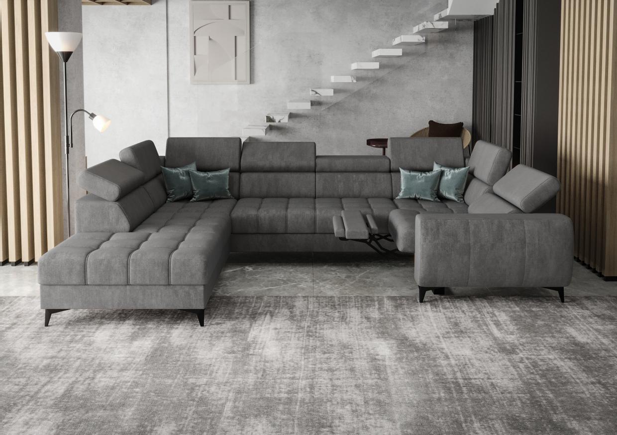 Γωνιακός καναπές Calyra Max I Relax-Ανθρακί-Δεξιά