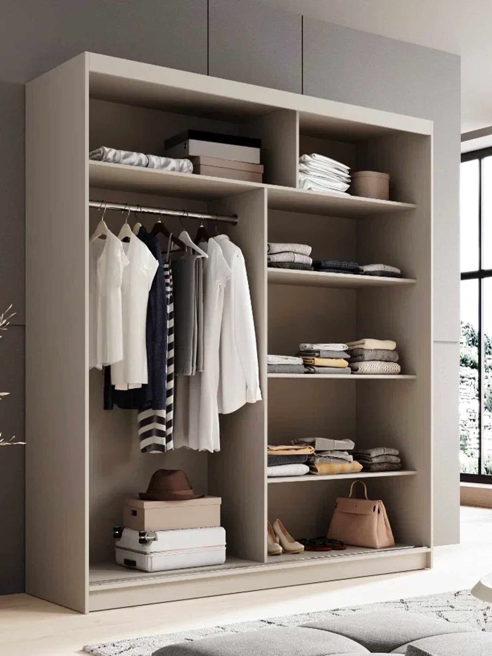 Ντουλάπα Shelvia 180 συρόμενη -Cashmere