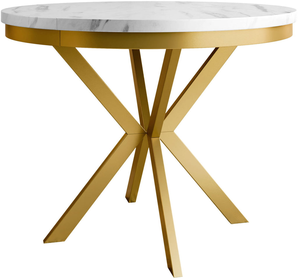 Τραπέζι Edder 100 επεκτεινόμενο-Λευκό Μάρμαρο-Χρυσό