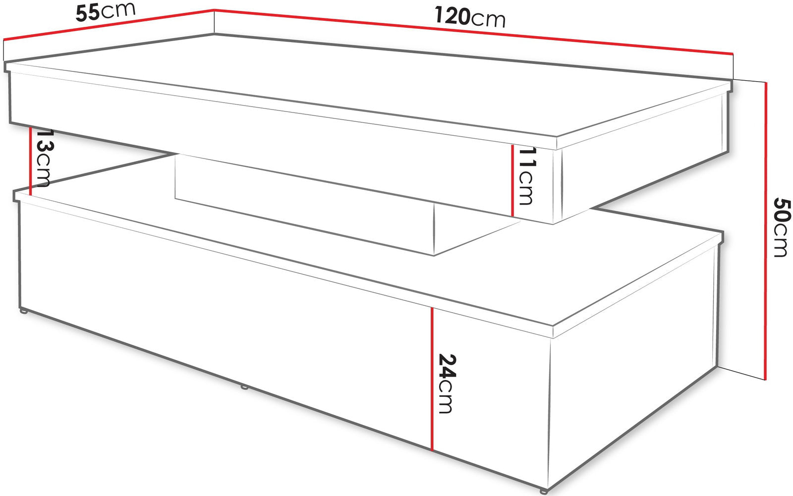 Τραπεζάκι σαλονιού Glossa 2D με LED-Leuko-Leuko gualistero