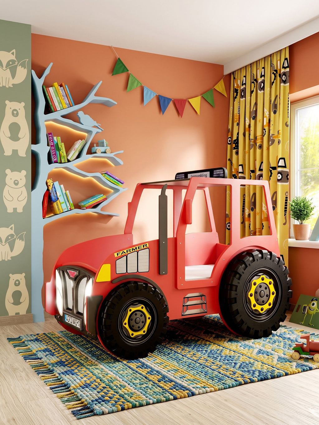 Παιδικό Κρεβάτι Tractor-Kokkino