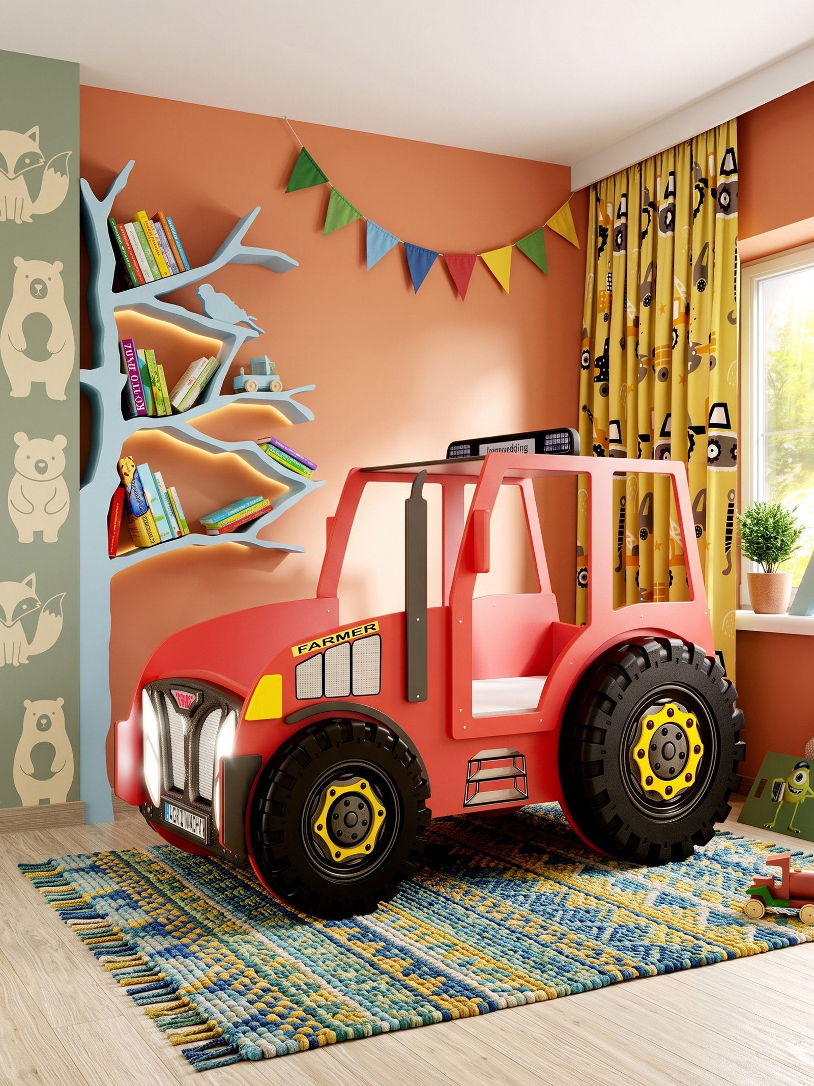 Παιδικό Κρεβάτι Tractor-Kokkino