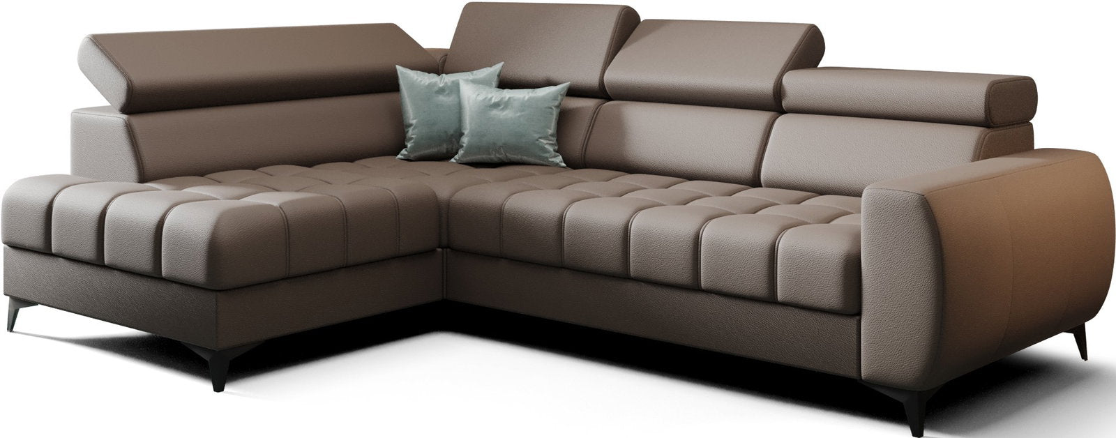 Γωνιακός καναπές Calyra Mini Lthr-Καφέ-Αριστερή