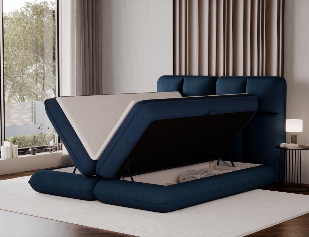 Επενδυμένο κρεβάτι Tario-Μπλε-140 x 200