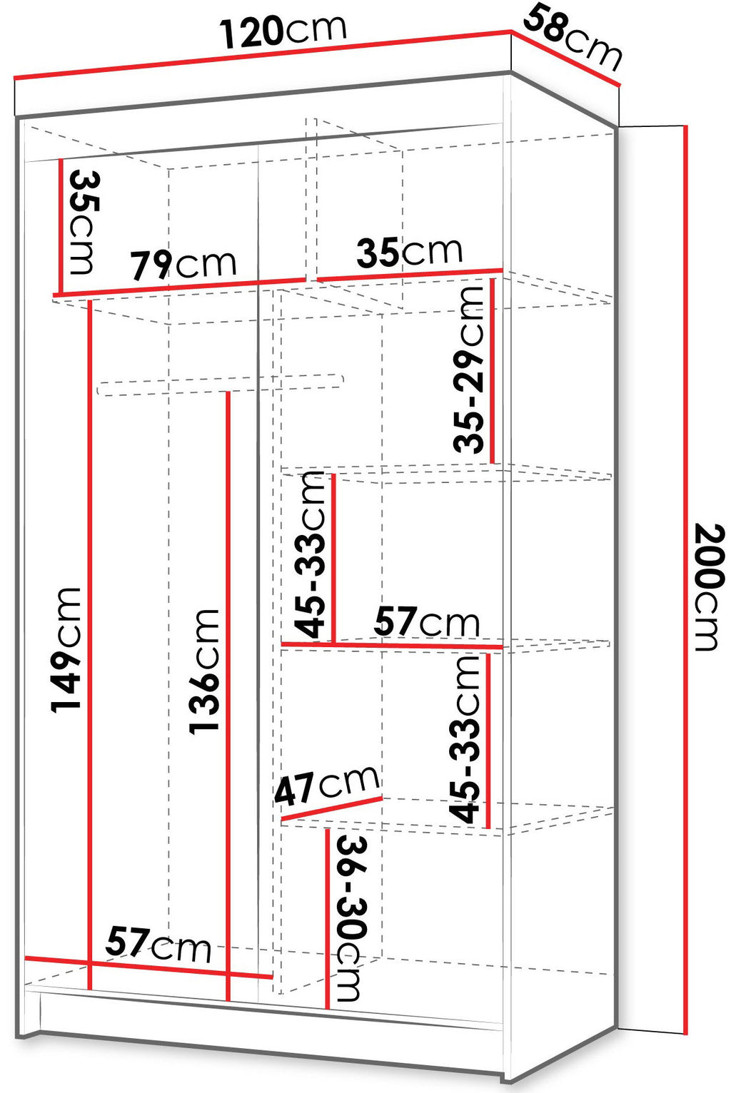 Ντουλάπα Infinity II 120 Δίφυλλη