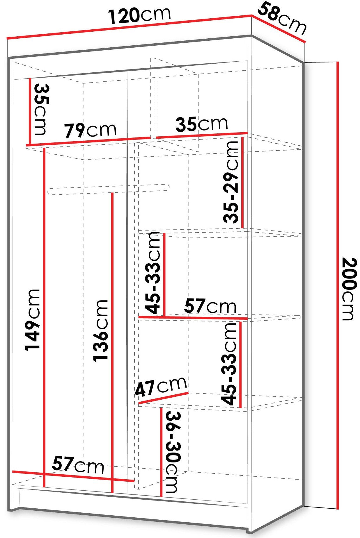 Ντουλάπα Infinity II 120 Δίφυλλη