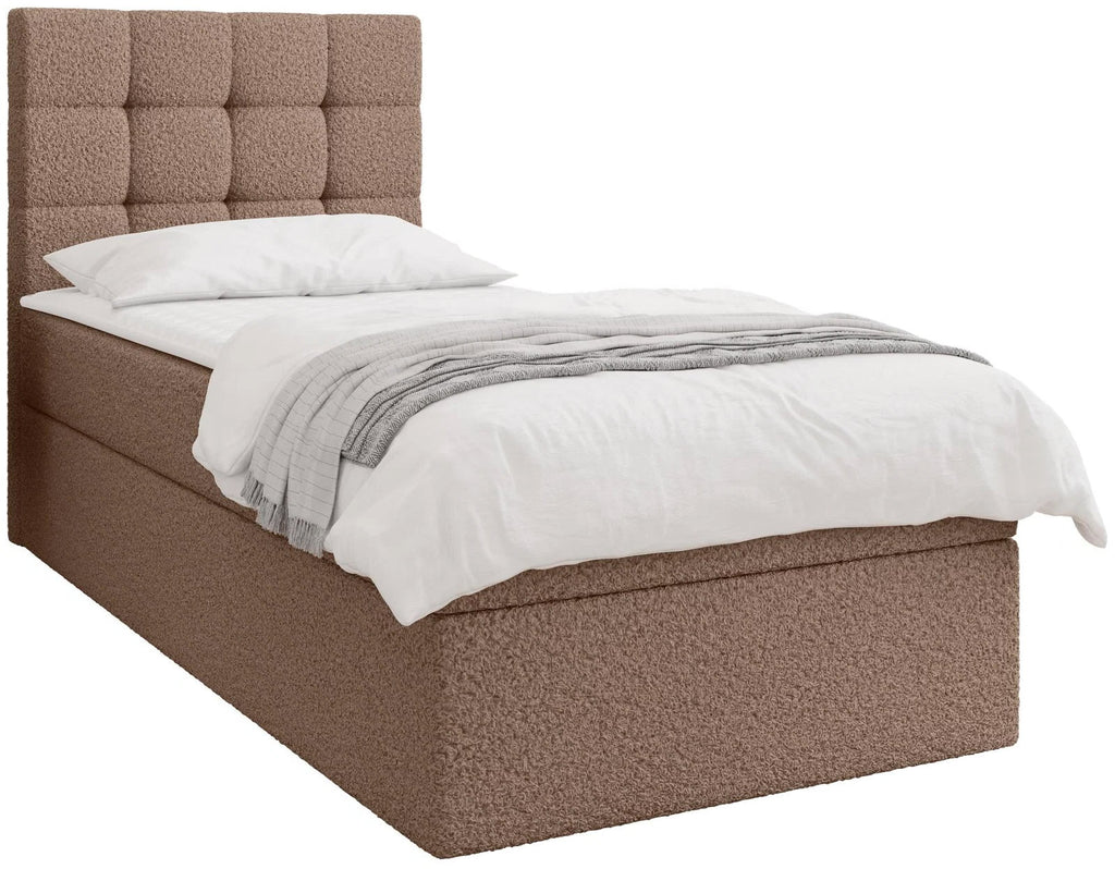 Επενδυμένο Κρεβάτι Luanda Single-Καφέ-80x200