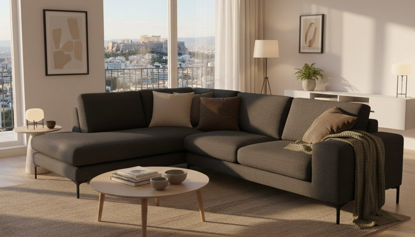 Γωνιακός καναπές Senso-Δεξιά-250φ 180β εκ.-Μαύρο