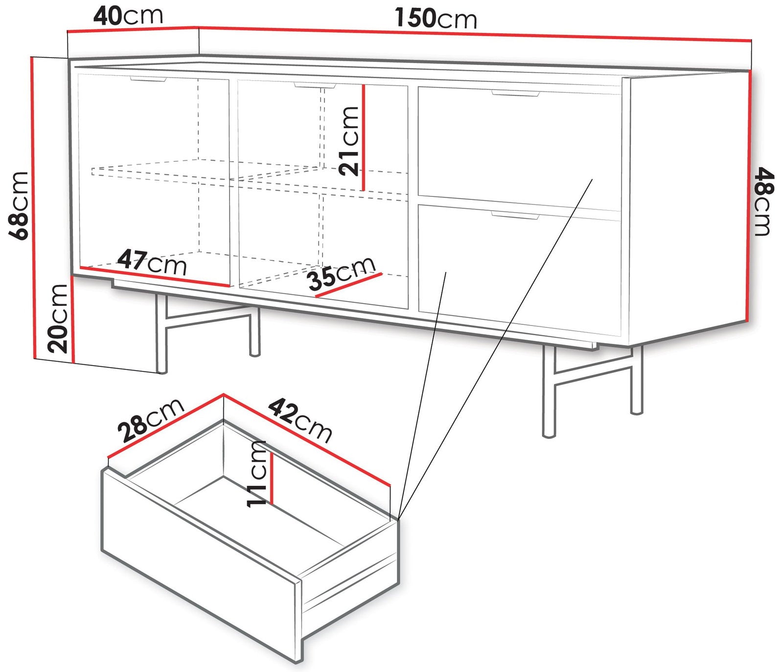 Μπουφές Edison 2D2S -Φυσικό