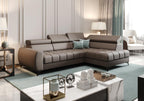 Γωνιακός καναπές Calyra Mini Lthr-Καφέ-Δεξιά