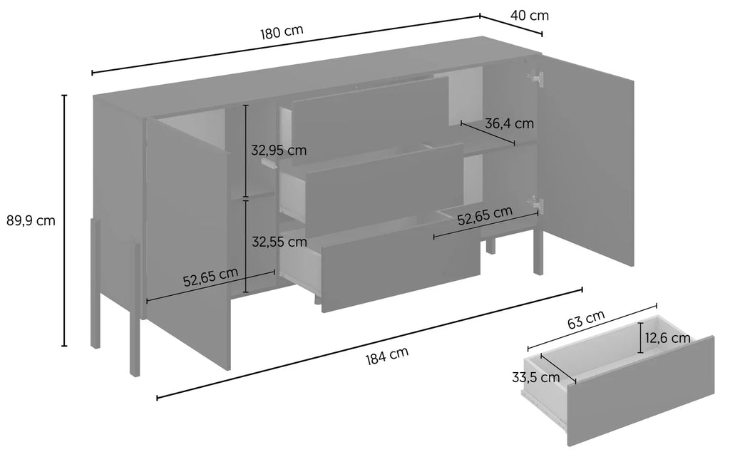 Μπουφές Plum 2D3D-Μαύρο