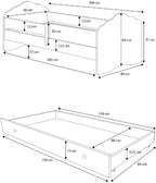 Παιδικό Κρεβάτι Leomari-Ροζ - Λευκό-160 x 80-Χωρίς προστατευτικό