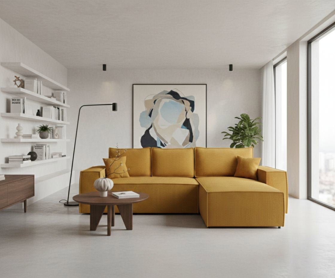 Γωνιακός καναπές Malaga mini I-Moustardi-Δεξιά