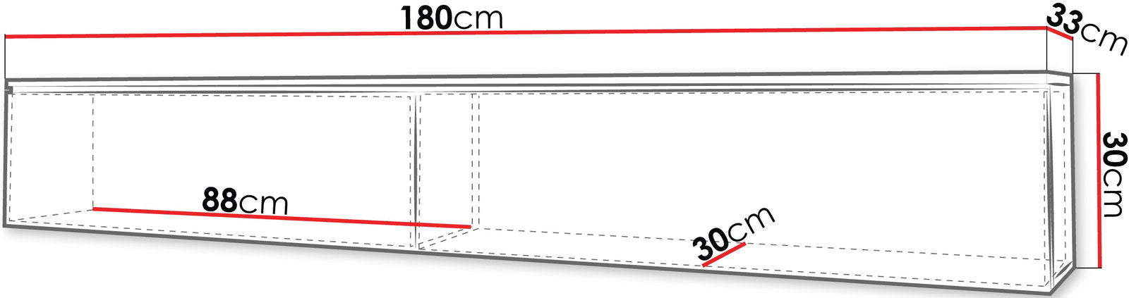 Έπιπλο τηλεόρασης  Lowboard D 180-Γκρι - Λευκό