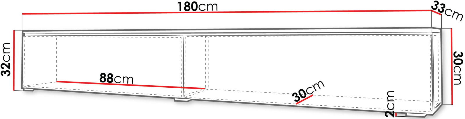 Έπιπλο τηλεόρασης  Lowboard D 180-Μαύρο - Χρυσό