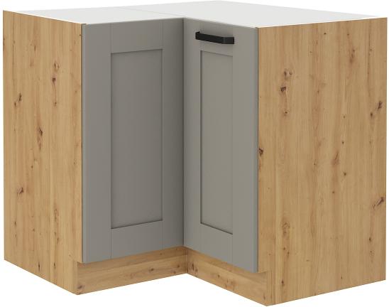 Επιδαπέδιο ντουλάπι γωνιακό Nelor 90x90 DN 2F BB-Γκρι σπέσιαλ - Φυσικό