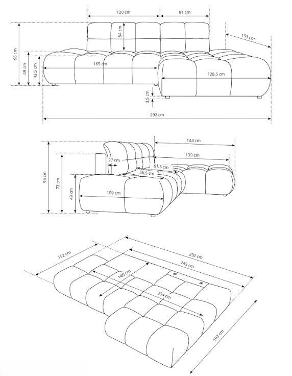 Γωνιακός καναπές Elenor-Γκρι-Δεξιά