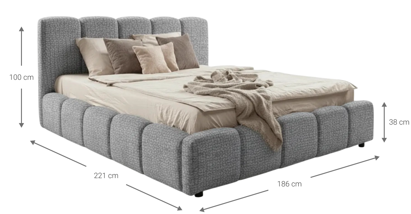 Επενδυμένο κρεβάτι  Poni-180 x 200-Γκρι