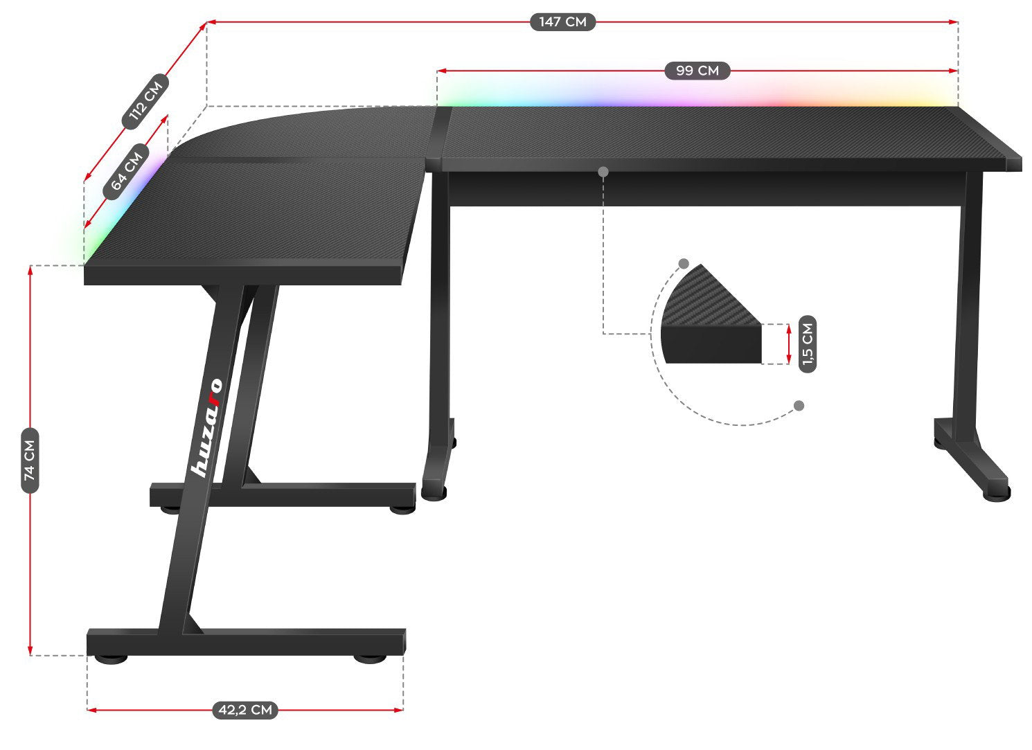 Γωνιακό Γραφείο Gaming Hero 6.0 RGB