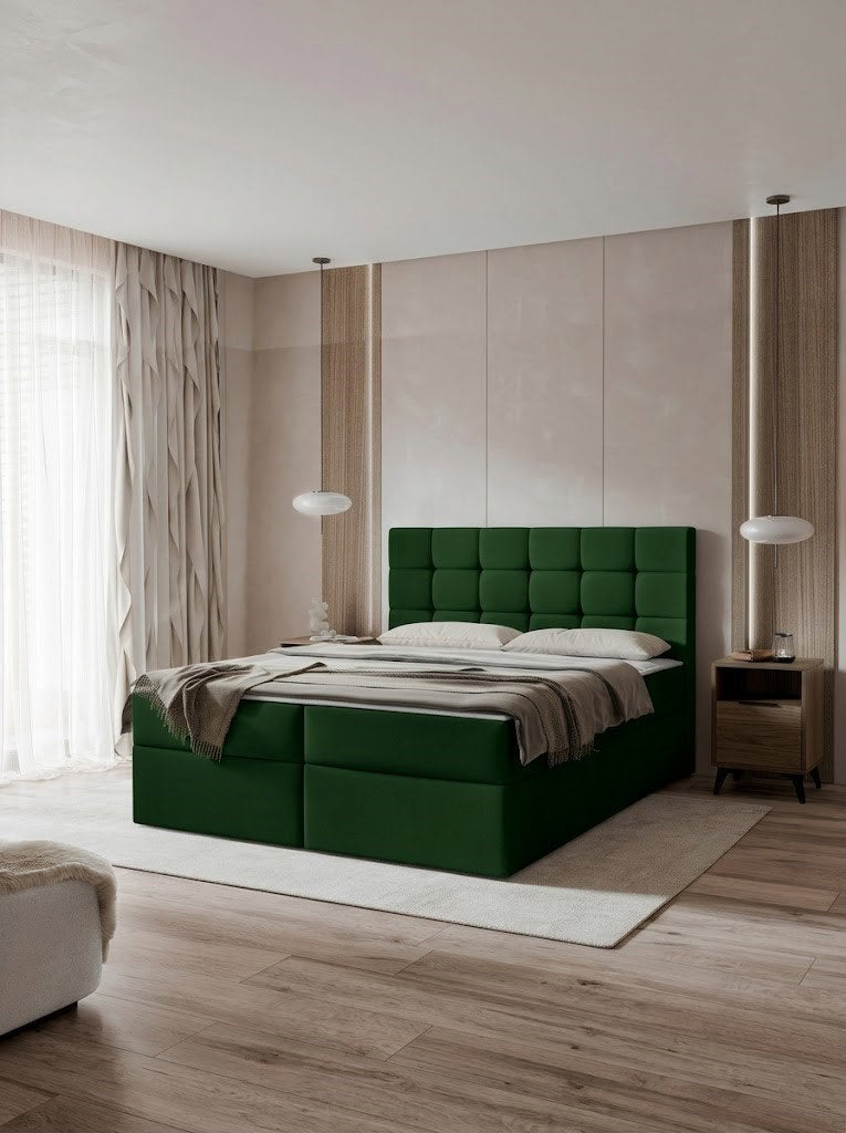 Επενδυμένο κρεβάτι Luanda-180 x 200-Prasino