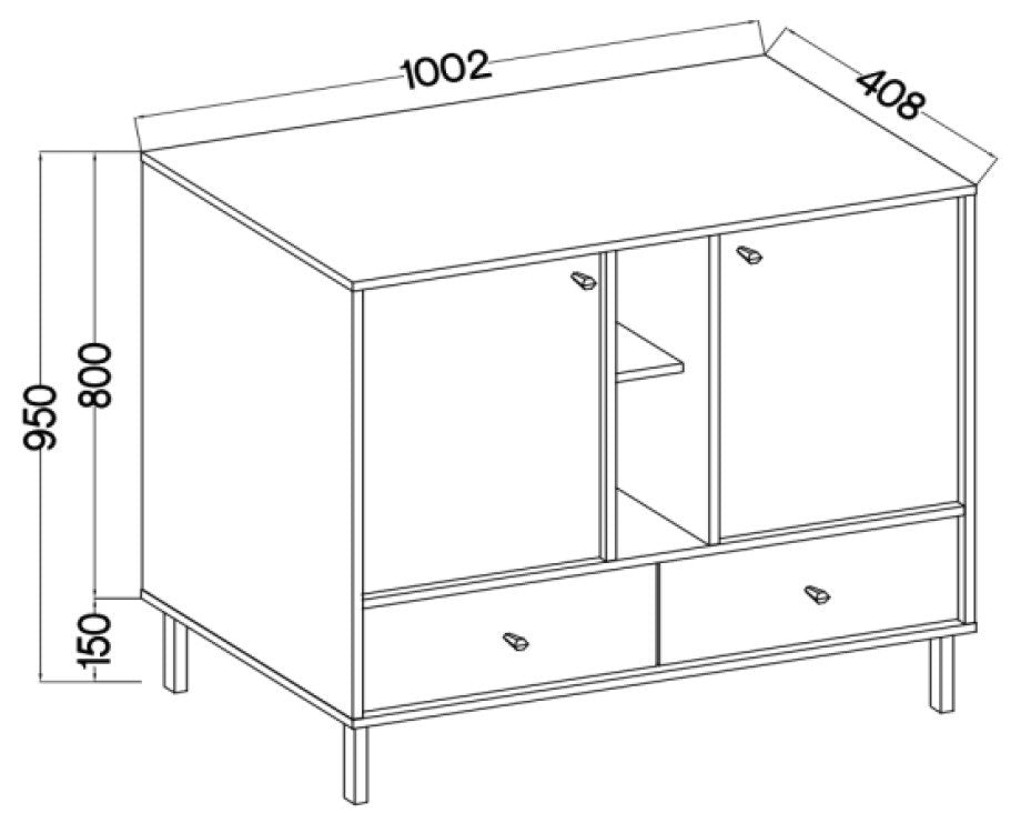 Μπουφές Siera 2F 2S Shelf-Χακί
