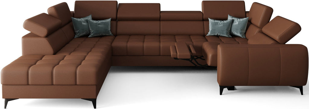 Γωνιακός καναπές Calyra Max I Relax Lthr-Κεραμιδί-Αριστερή