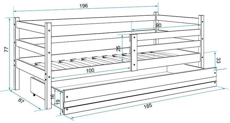 Παιδικό Κρεβάτι Puzzle-Φυσικό-190 x 80