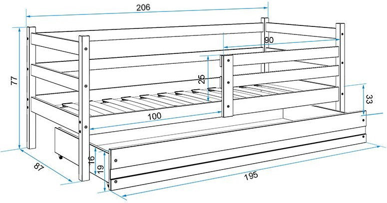 Παιδικό Κρεβάτι Puzzle-Φυσικό-200 x 90
