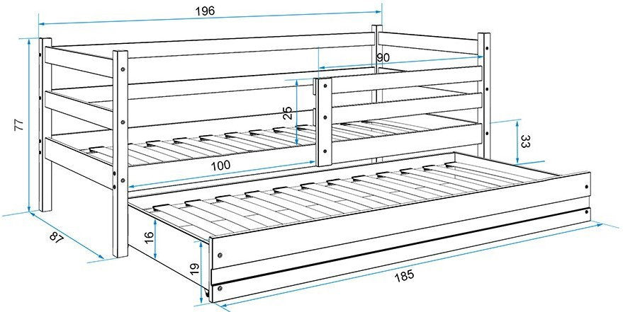 Παιδικό Κρεβάτι Puzzle II-Γραφίτης-190 x 80