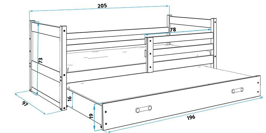 Κρεβάτι Riccon II-Λευκό - Πράσινο-200 x 90