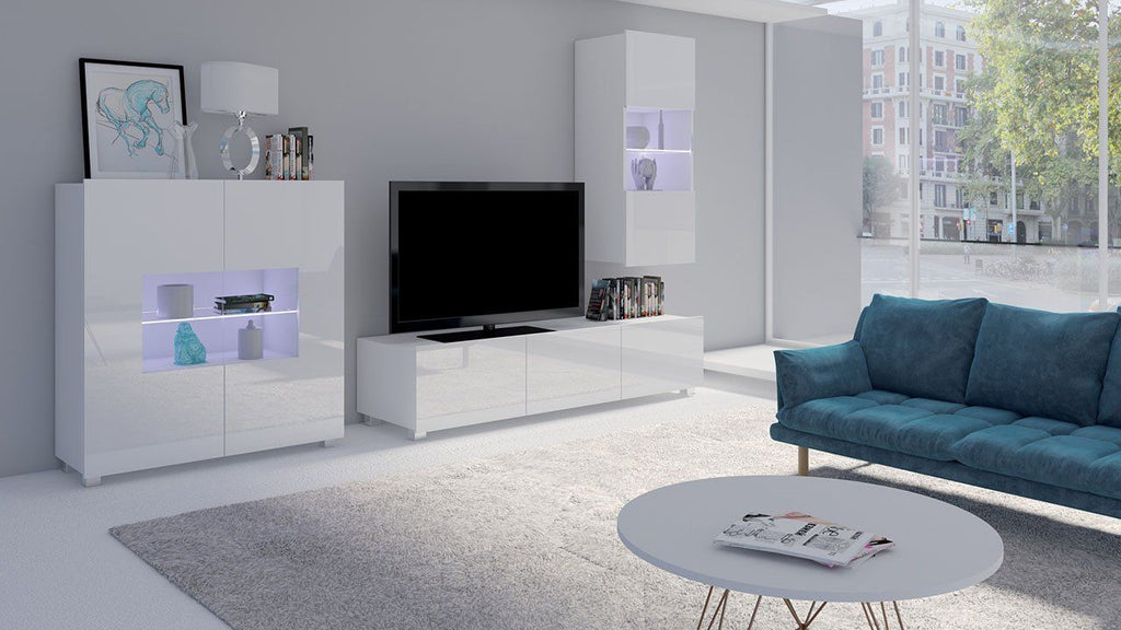 Έπιπλο τηλεόρασης Calabrini-Λευκό-Μήκος: 150 εκ.