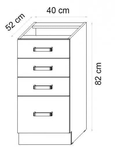 Επιδαπέδιο ντουλάπι Ellore 40D 4S-Leuko