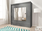 Ντουλάπα Walla συρόμενη-180 x 62 x 200 εκ.-Γκρι