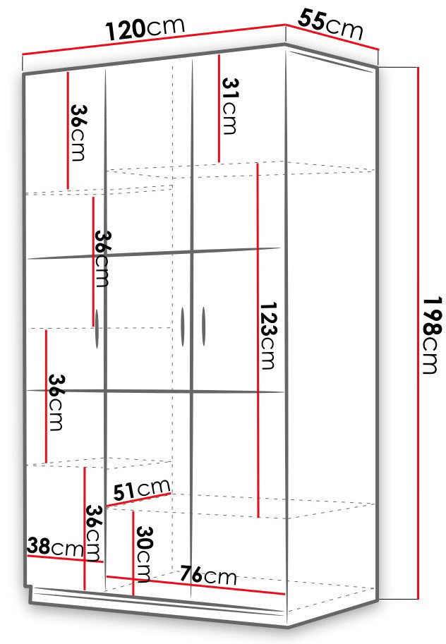 Ντουλάπα Raj 3 τρίφυλλη-Leuko