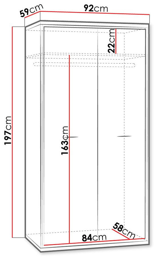 Ντουλάπα Mediolan AT01 δίφυλλη