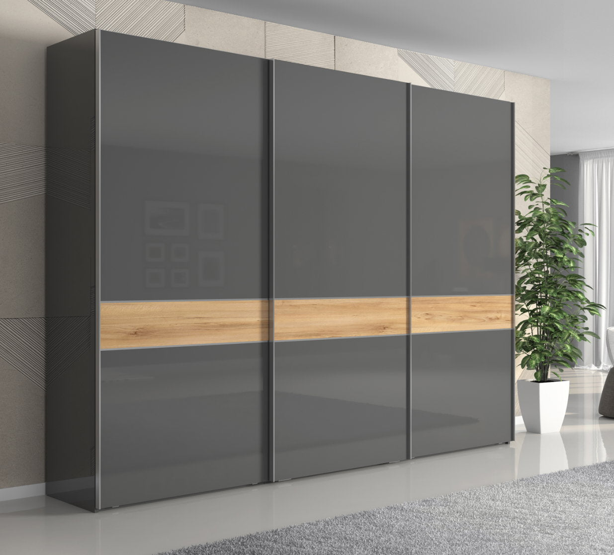 Ντουλάπα συρόμενη τρίφυλλη Agate 280