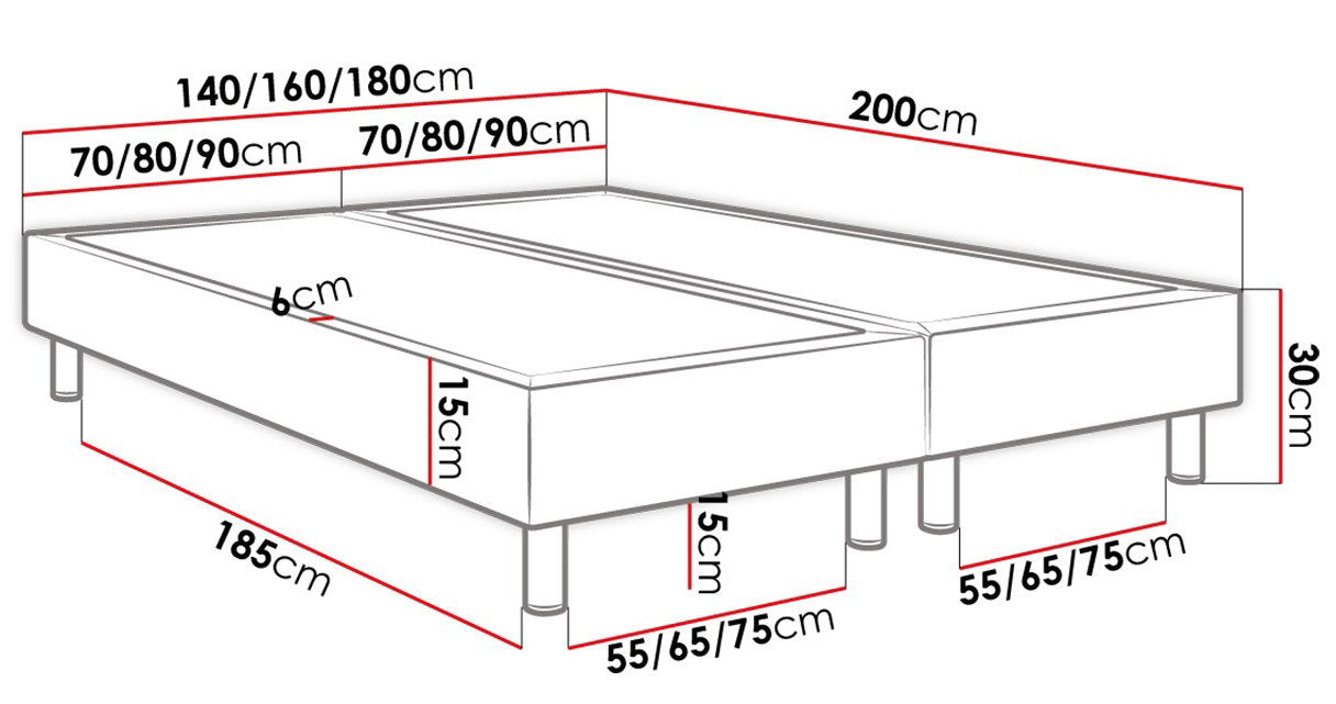 Επενδυμένο κρεβάτι Lux-Baza-Mauro-200 x 140 x 30
