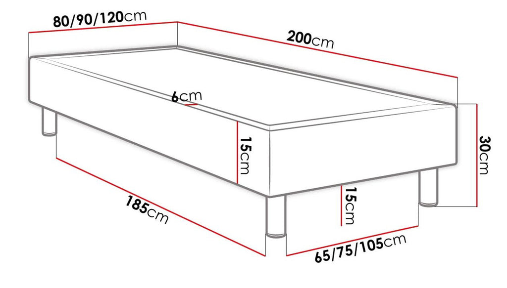 Επενδυμένο κρεβάτι Lux-Baza-Roz-200 x 90 x 30