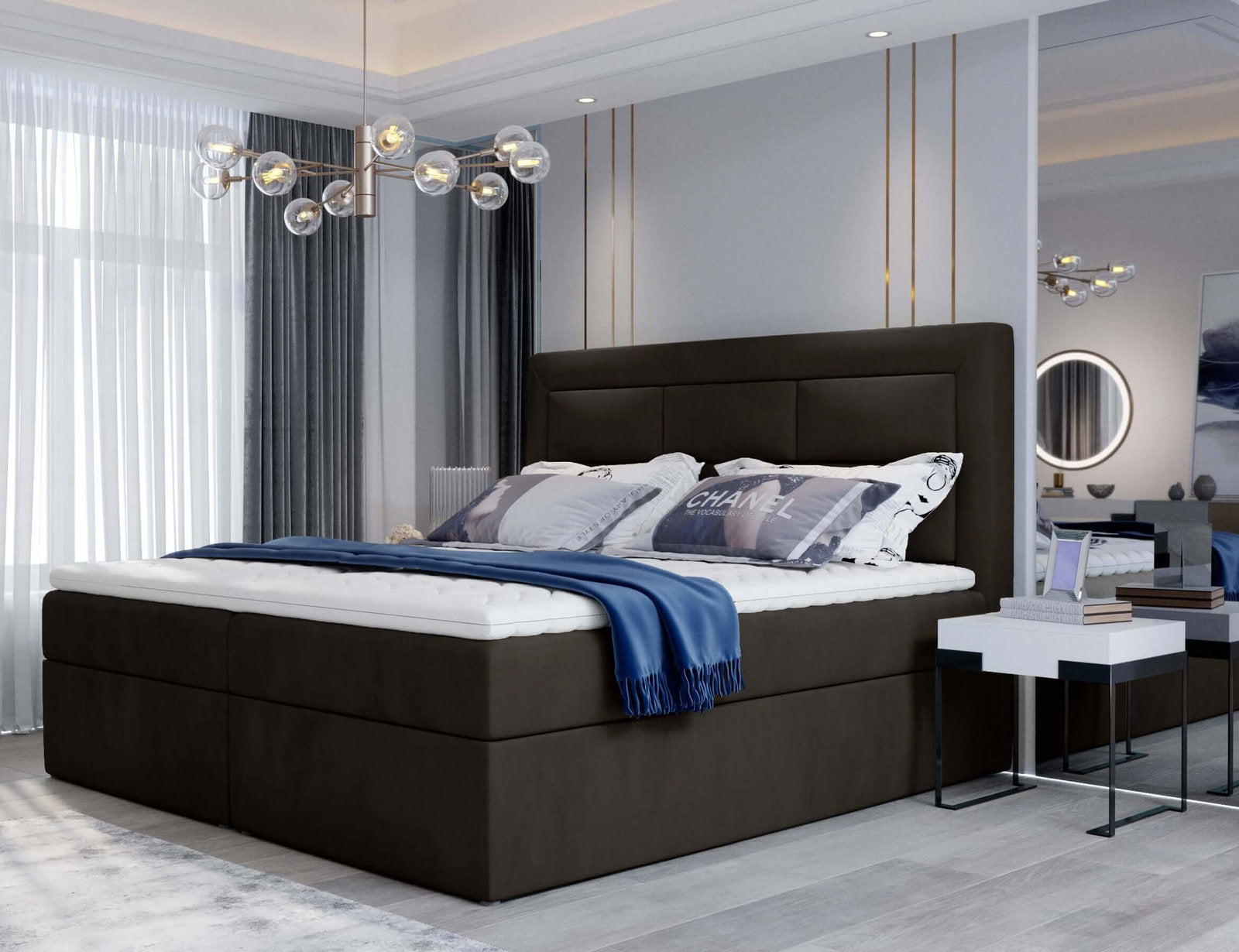 Επενδυμένο κρεβάτι Benson-Kafe Skouro-160 x 200
